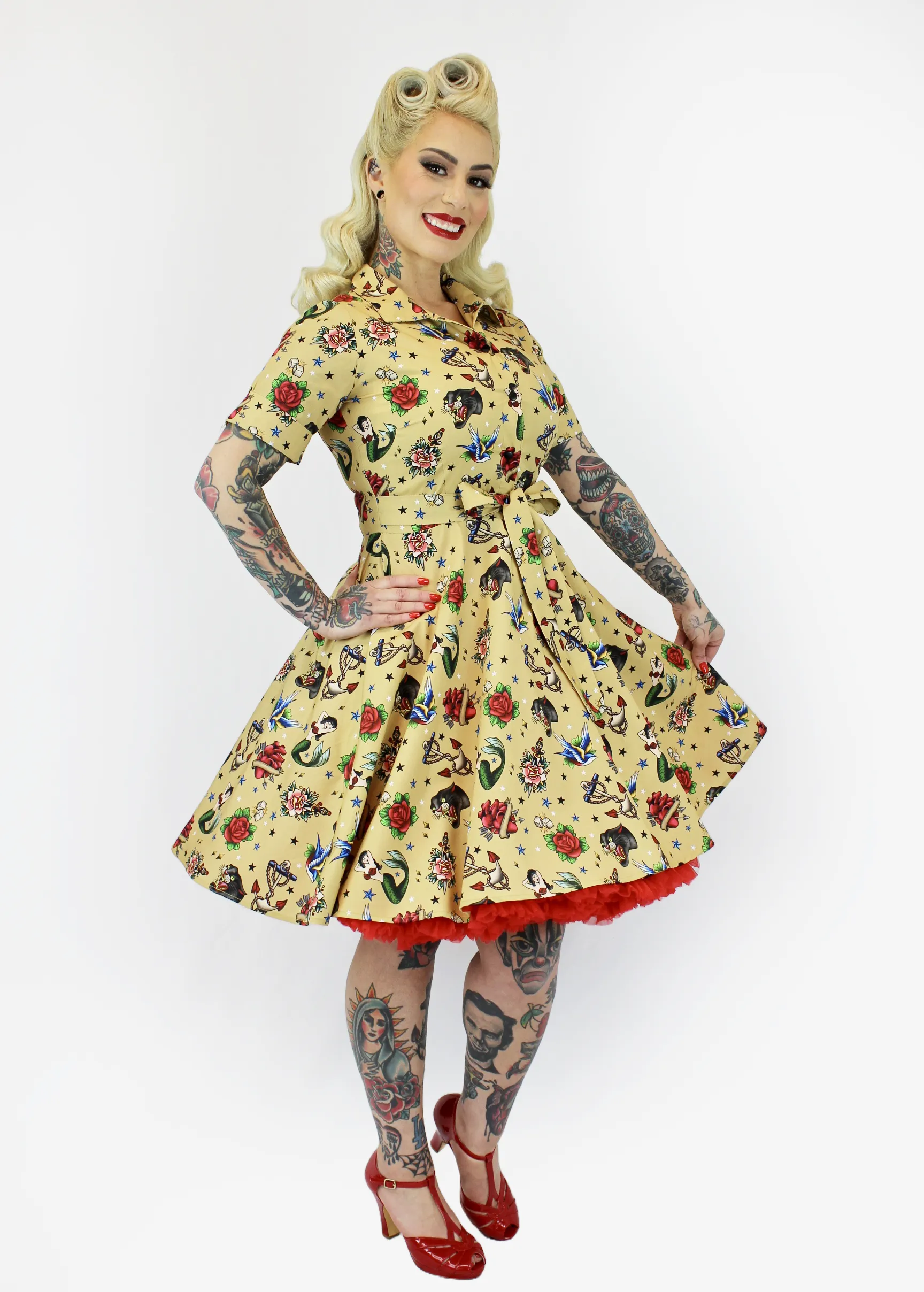 Tattoo Art Vintage Inspired Dress / Rockabilly Pinup Dress