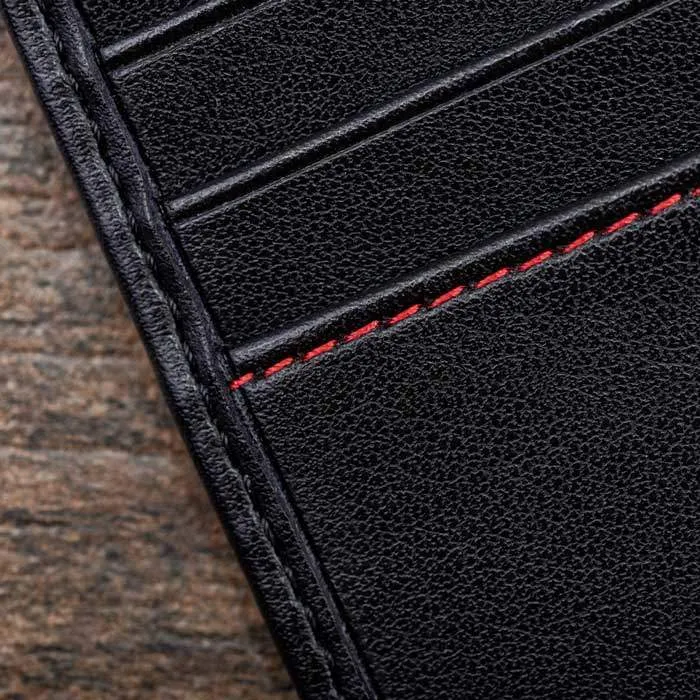 Vegan Leather RFID Protective Bifold Card Holder | Black