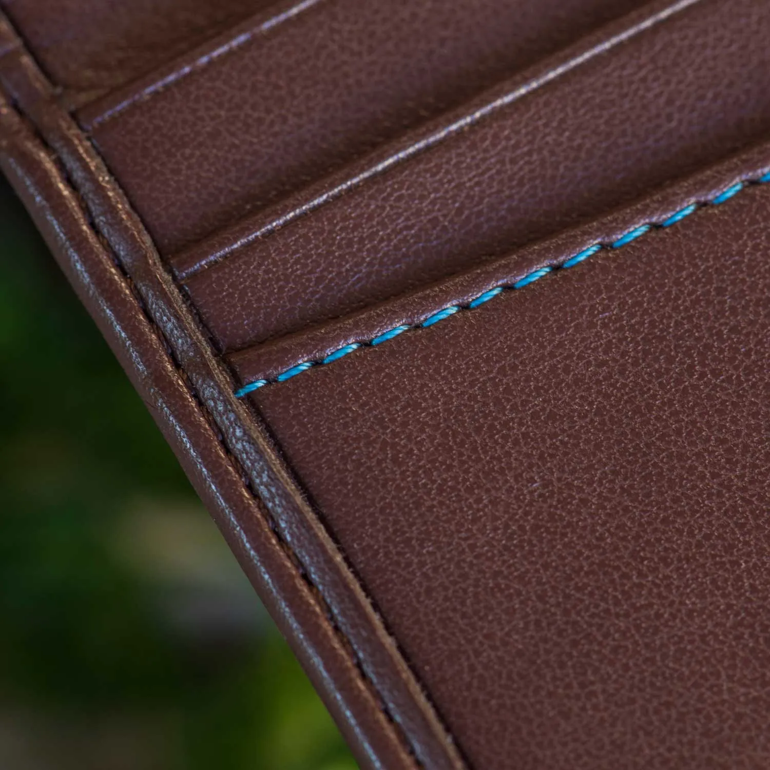 Vegan Leather RFID Protective Bifold Card Holder | Chestnut Brown