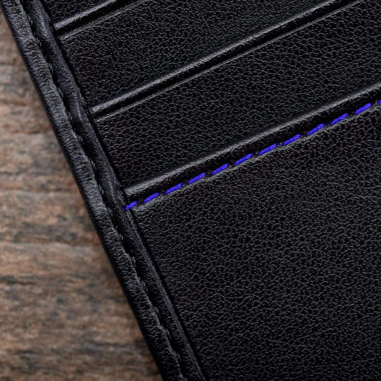 Vegan Leather RFID Protective Wallet | Black & Cobalt Blue