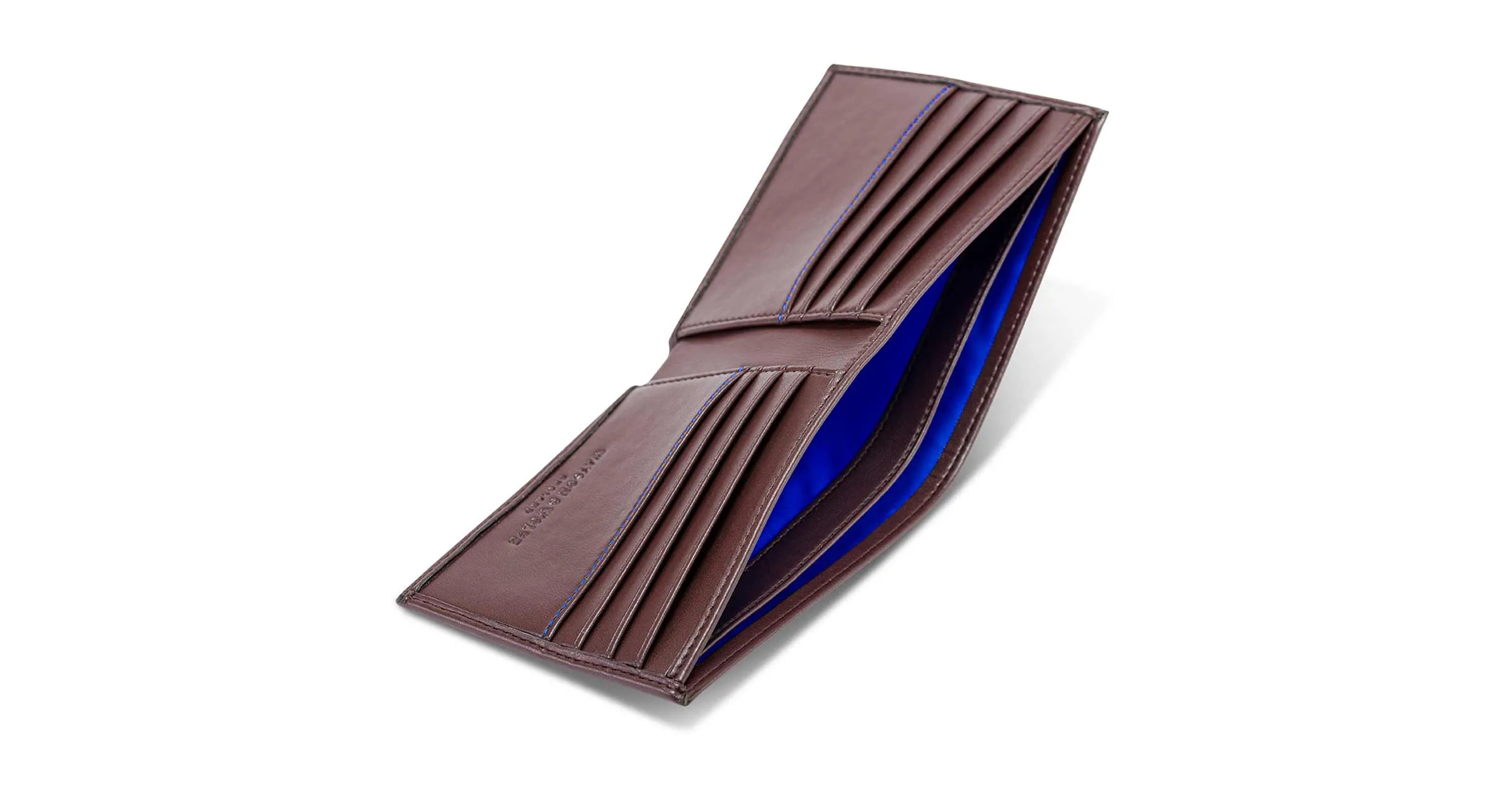 Vegan Leather RFID Protective Wallet | Chestnut Brown & Cobalt Blue