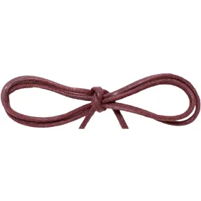 Waxed Cotton Thin Round 1/8" Dress Laces - Burgundy (2 Pair Pack) Shoelaces