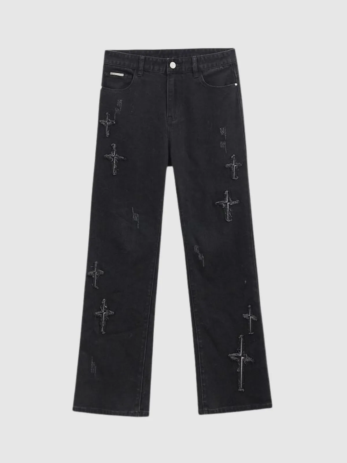 We Love Street Patched Cross Star Cut Jeans