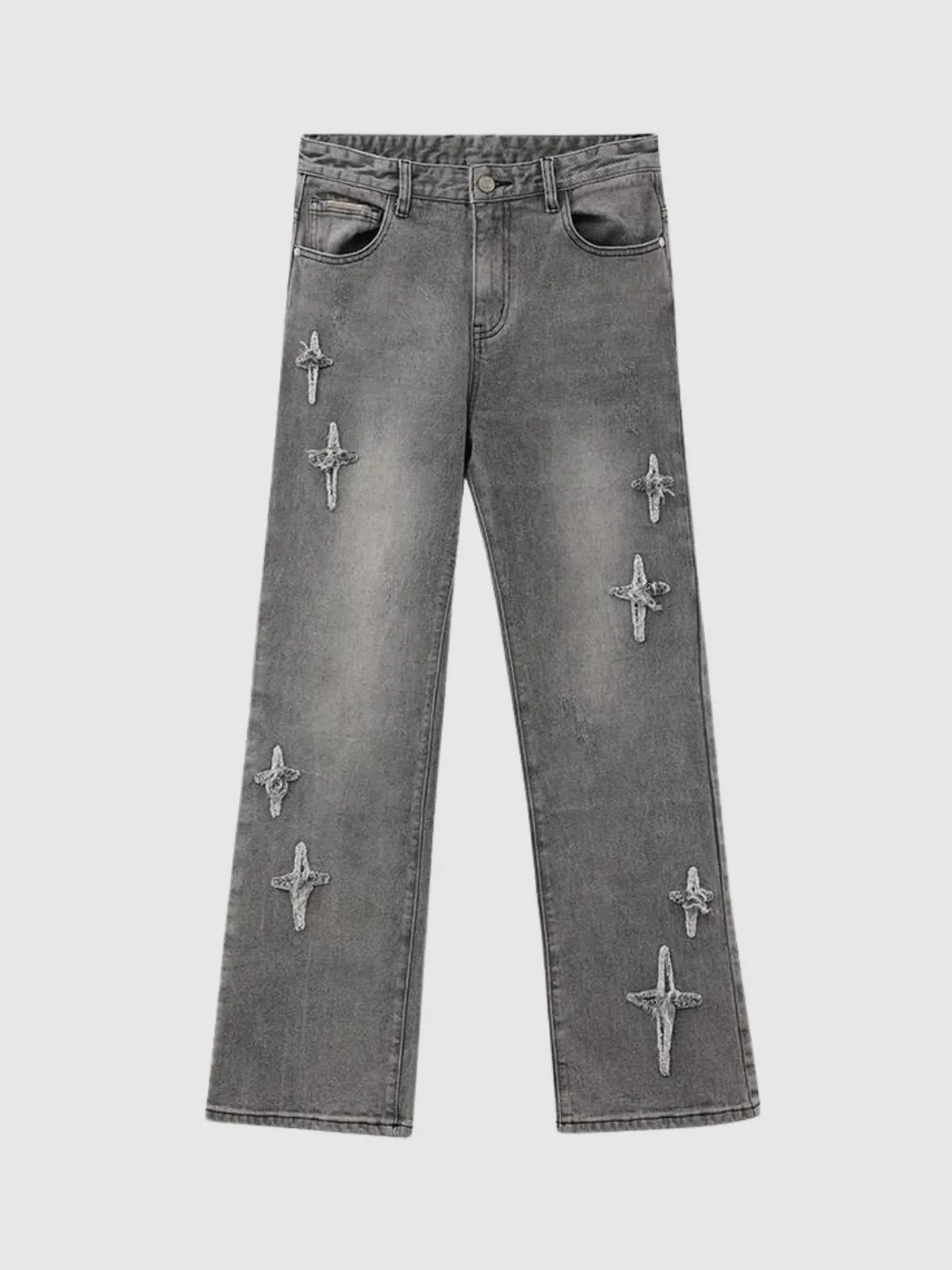 We Love Street Patched Cross Star Cut Jeans