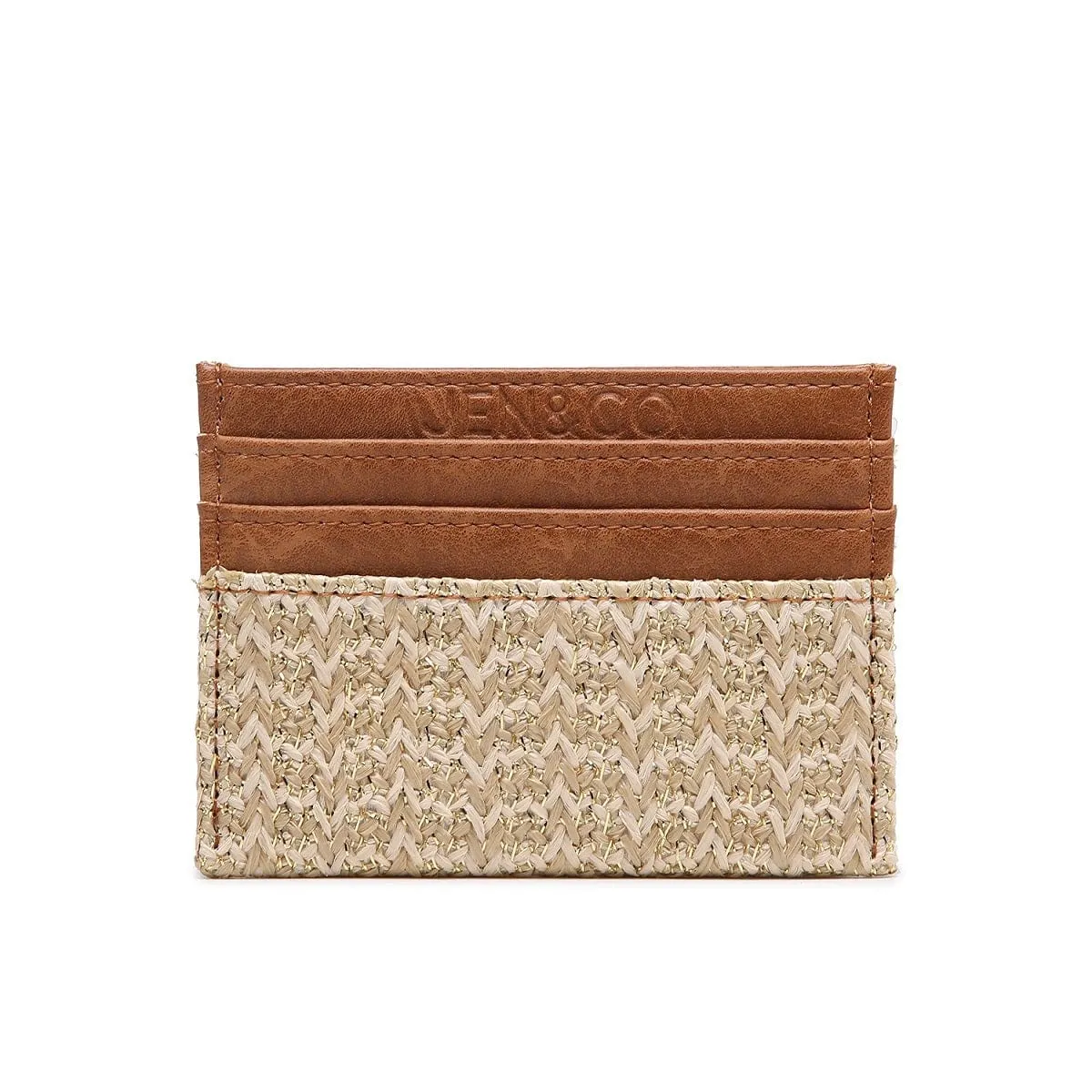 WL1996 Natural Vegan Leather & Rattan Blocked Cardholder/Wallet