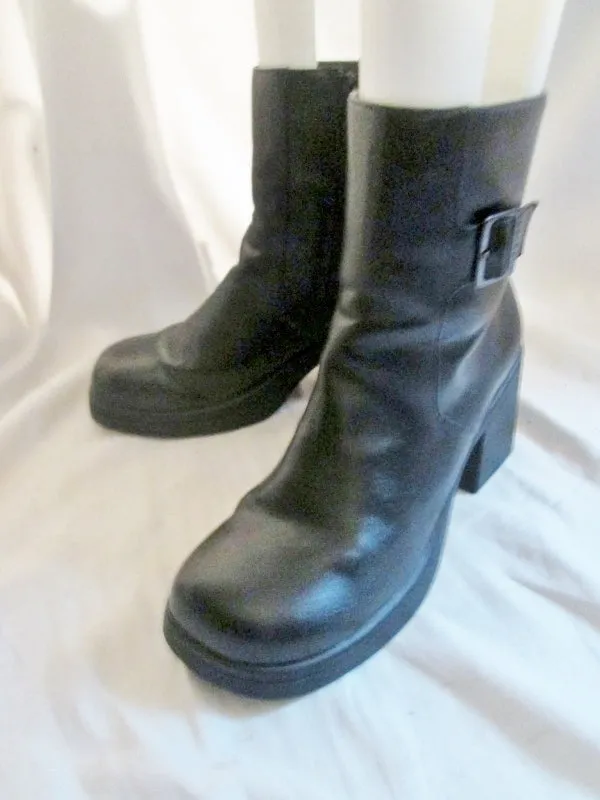 Womens SKECHERS Vegan Moto Ankle Boots Shoes Booties BLACK 8.5 Hipster Goth