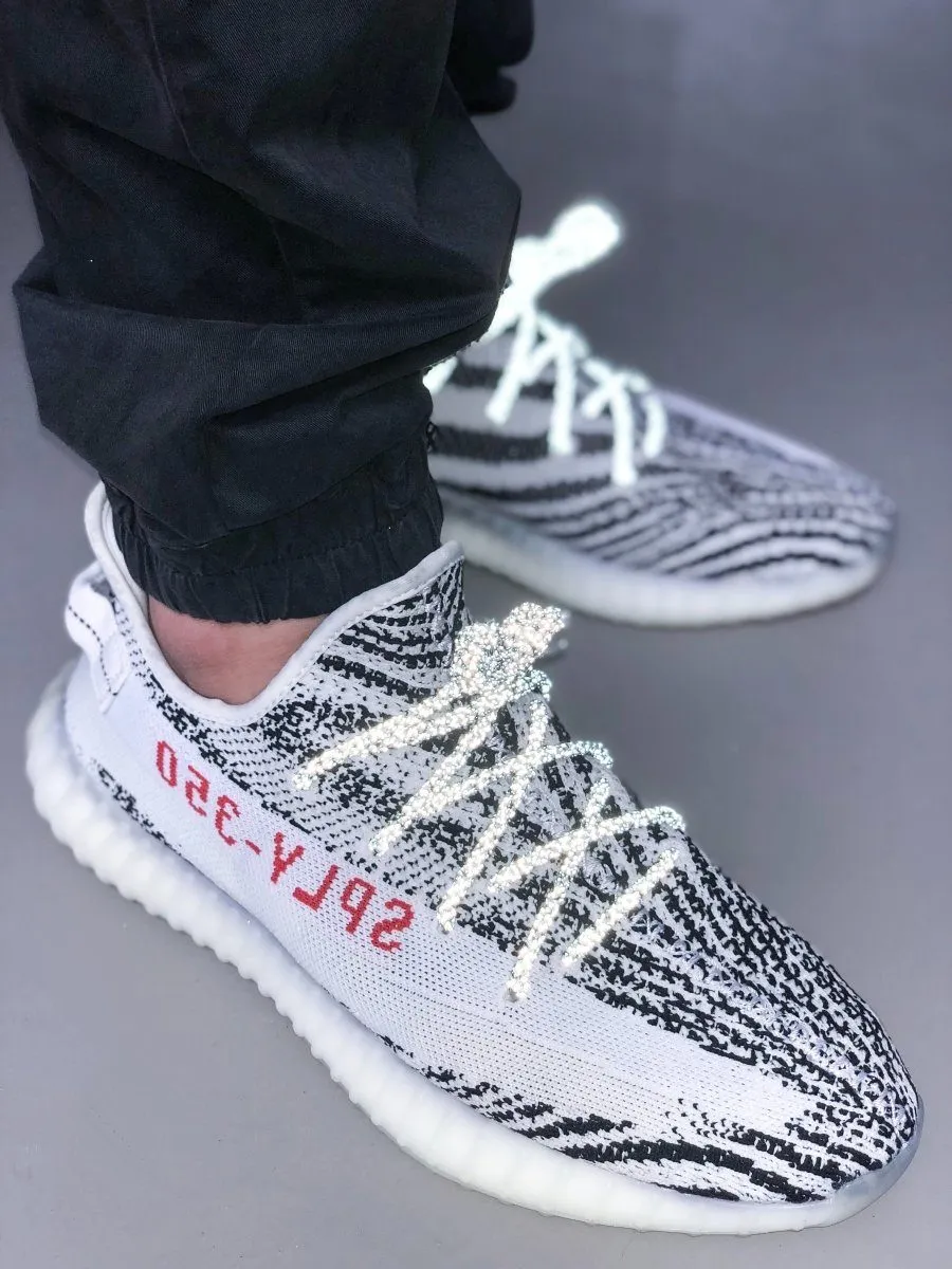 Yeezy Laces 3M Reflective Rope Laces V2 - ZEBRA Laces Black / White